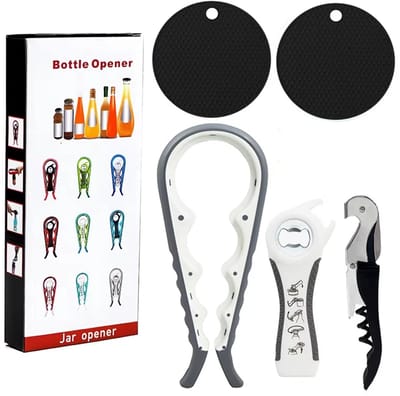Multifunctionele Blikopener – Antislip Potopener & Wijndeksel – Ergonomisch & Arbeidsbesparend - Dark Grey