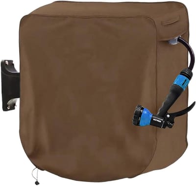 Beschermhoes Slangenhaspel - Haspelhoes Tuinslang - Buitenbescherming Tuin - UV-bestendig Waterdicht - 60x45x60cm - Koffie
