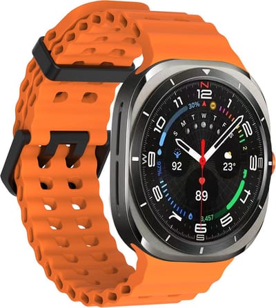 Stravo Ocean siliconen bandje - Geschikt voor de Samsung Galaxy Watch Ultra 2 (2026) / Ultra (2024/2025) - Zacht siliconen horlogebandje voor Samsung Galaxy Watch Ultra 47mm - Oranje