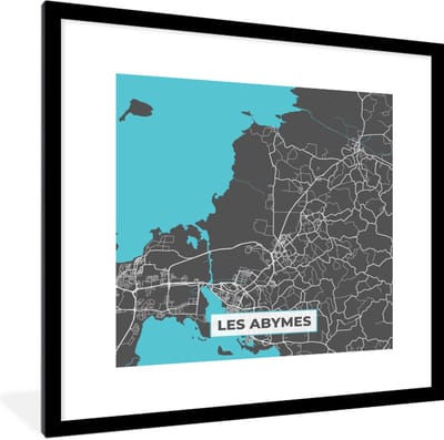 Fotolijst incl. Poster - Les Abymes - Frankrijk - Plattegrond - Stadskaart - Kaart - 40x40 cm - Posterlijst