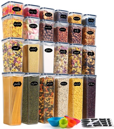 Unyqoos ® Complete Set van 20 Luchtdichte Voorraaddozen voor Optimaal Keukenbeheer