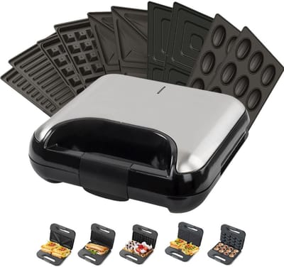 CRLYN® Wafelijzer met Verwisselbare Platen - Contact Grill - Tosti Apparaat - Zwart
