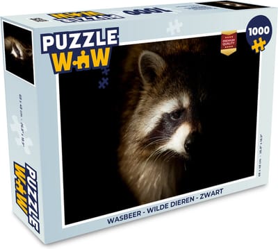 Puzzel Wasbeer - Wilde dieren - Zwart - Legpuzzel - Puzzel 1000 stukjes volwassenen