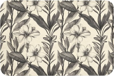 Badmat 90x60 cm - Antislip - Klassiek - Botanisch - Zwart - Beige - Badmatten voor badkamer - Badkamermat - Douchemat - Badkamer mat