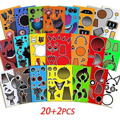 10/22/32 STKS Sprunki Stickers Maak-een-gezicht Stickers Maak Je Eigen Sprunki Sticker voor Klasbeloning, Boekdecoratie Kindercadeau Cadeau