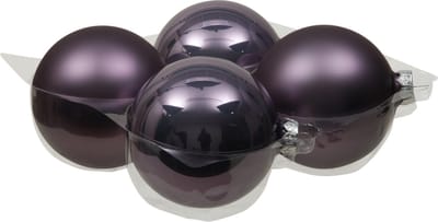 Othmar Decorations Grote kerstballen - 4x st - lila paars - 10 cm - glas - glans/mat - kerstversiering