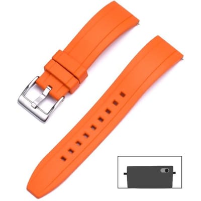 Bracelet de montre en caoutchouc FKM vulcanisé de qualité supérieure, 20mm, 22mm, 24mm, à dégagement rapide 20mm orange