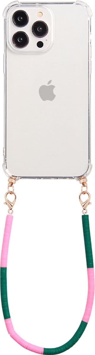 Casies hoesje geschikt voor Apple iPhone 12 / 12 Pro met koord - Kleurrijke kralen telefoonketting - short size - Cord Case Beads