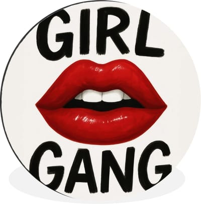 WallCircle - Wandcirkel - Muurcirkel - Lip - Girl - Rood - Letters - Aluminium - Dibond - 30x30 cm - Binnen en Buiten