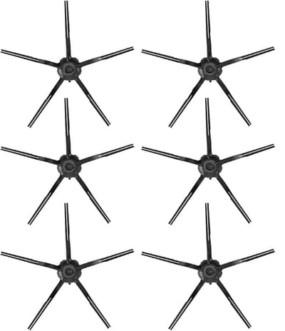Vervangende siliconen zijborstels - Geschikt voor Roborock T7S / T7S PLUS / G20 / G10 / G10S / G10S PRO / G10S PURE / S7 / S7MAXV ULTRA / T8 / Q7+ / Q7 MAX+ en S8 - Robotstofzuigers - set van 6 stuks - zwart
