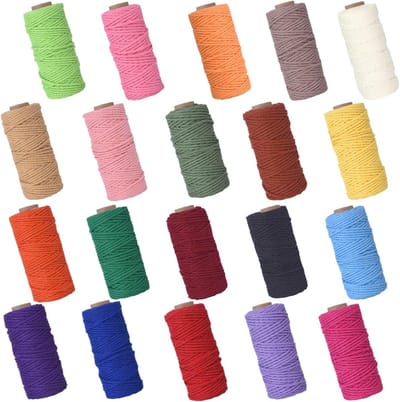Macramé Touw 2mm X 30m, 20 Stuks Katoenen Draad Set voor DIY Projecten, Wanddecoratie, Kerstversiering, Plant Hangers en Bohemian Decoraties