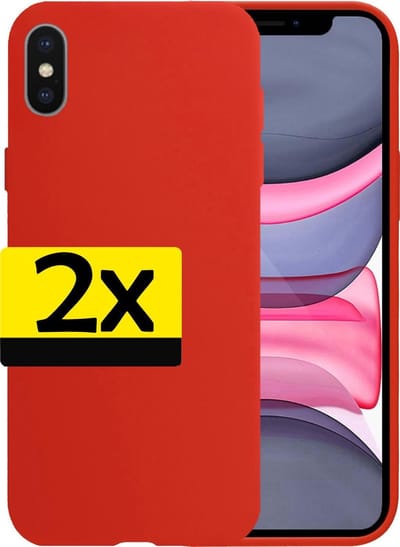 Hoesje Geschikt voor iPhone X Hoesje Siliconen Case - Hoes Geschikt voor iPhone X Hoes Siliconen - Rood - 2 Stuks