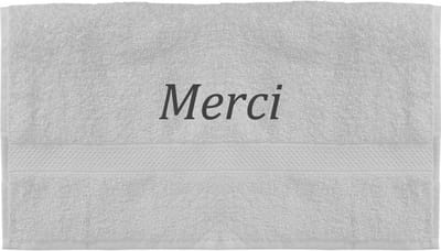 Handdoek - Merci - 100x50cm - Wit