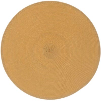 Unique Living | Placemat Daisy | Rond | Rotan | Okergeel | Ø 38cm