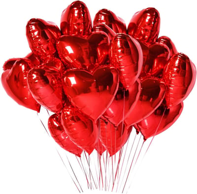 Hart Folieballonnen - Liefdesballonnen Mylar - Feestdecoratie Versieren - Zelfdichtend Ventiel - 30 cm - Rood