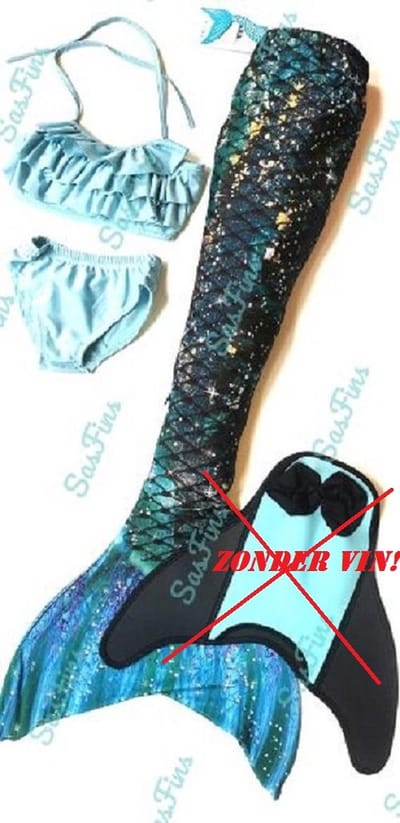 Zeemeerminstaart los met bikini Emerald Sparkle maat 120 | Zonder monovin