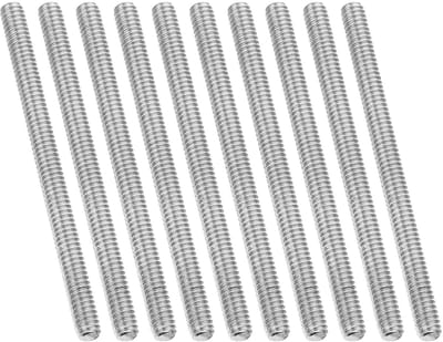 1/4 inch-20 UNC 304 roestvrijstalen schroeven - volle schroefdraad - 10 stuks - 100 mm lengte - lange schroefdraad - rechte schroefdraad - voor ankerbouten - kettingen - U-bouten