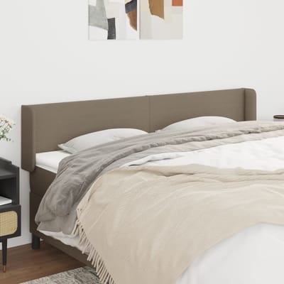 vidaXL - Hoofdbord - met - randen - 203x16x78/88 - cm - stof - taupe