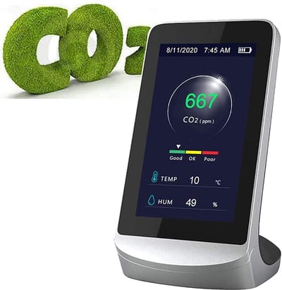 CO2 Luchtkwaliteit Monitor - Binnenlucht Tester - Gezonde Lucht - Realtime Meting - 4.3 Inch LCD - Zwart