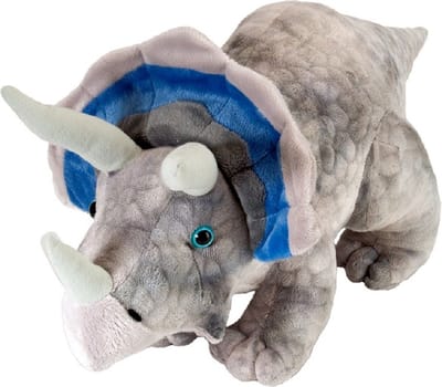 Wild Republic Dinosaurus Triceratops knuffel - grijs - 25 cm - Pluche prehistorische dieren knuffels