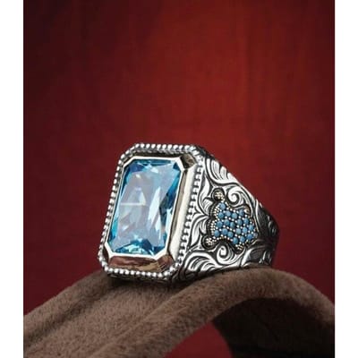Handgemaakte Turkse Turquoise Kralen Ring Voor Mannen Vrouwen Antieke Zilverkleur Zeeblauw Rode Zirkoon Ring Islamitische Vintage Sieraden 6 -13 10 brown
