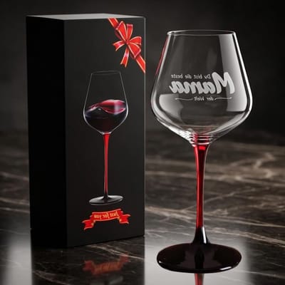 Unieke Wijnbeker voor Mama met Gravure: De Beste Mama ter Wereld, Perfecte Cadeaus voor Moederdag en Kerst, 460ml