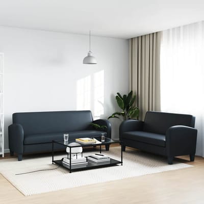 vidaXL - Bankstel - kunstleer - zwart - 2-delig