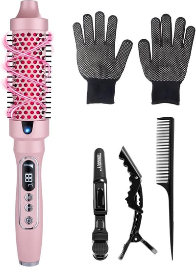 38 mm Keramische Krulborstel met LCD, 50-210 °C, 3-in-1 Hitteborstel voor Volume en Glad Haar