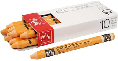 CARAN D’ACHE Neocolor II, L: 10 cm, dikte 8,5 mm, orange (030), 10 stuk