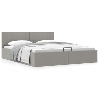 vidaXL - Bedframe - met - hydraulische - opslag - stof - lichtgrijs - 160x200 - cm