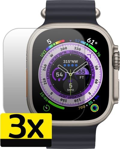 Screenprotector Geschikt voor Apple Watch Ultra Screenprotector Bescherm Glas Screen Protector - Screenprotector Geschikt voor Apple Watch Ultra (49 mm) Gehard Glas - 3 Stuks