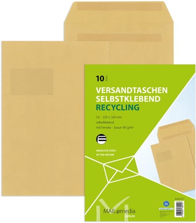 MAILmedia akte-envelop bruin, C5, 16,2 x 22,9 cm, met venster, zelfklevend, 50 st.