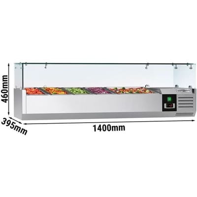 GGM Gastro Kühlaufsatzvitrine PREMIUM - 1400x395mm - 6x GN 1/3 Zilver