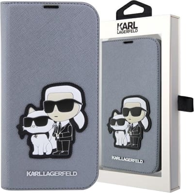 Karl Lagerfeld KLBKP14SSANKCPG iPhone 14 6.1" bookcase silver/silver Saffiano Karl & Choupette