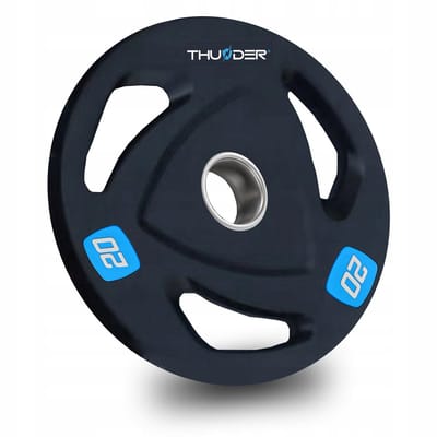 THUNDER Olympische Halterschijf 20 kg - Rubber Gecoat - 51 mm Opening - Gietijzer Gewichtsschijf