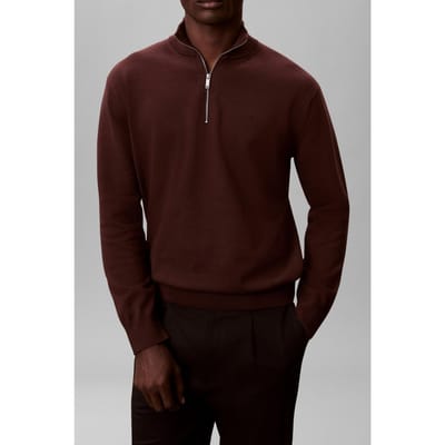 Calvin Klein Ls Supima Quarter Zip Sweater Rich Brown Taglia: S | Maglioni a maglia Outlet | Uomo | Marrone