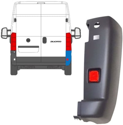 Hoek achterbumper + reflectorlamp voor Fiat Ducato 2006-2018 / Rechts / Set