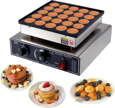 Pannenkoekenmaker - Apparaat Machine - Kleine Pannenkoeken Bakken - 50 Gaten - 32cm x 31cm - Zilver