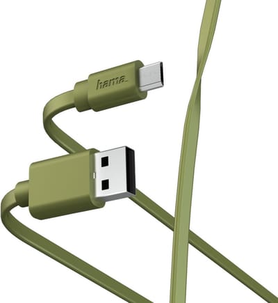 Hama Oplaad-/gegevenskabel Flat USB-A - Micro-USB 1 M Groen