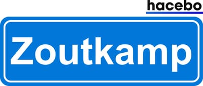 Hacebo - Plaatsnaam Sticker - 29x10 CM - Zoutkamp sticker - Verkeersborden sticker - grappige cadeaus - Zoutkamp