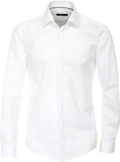 VENTI modern fit smoking overhemd - dubbele manchet en Kent kraag - wit - Strijkvrij - Boordmaat: 38
