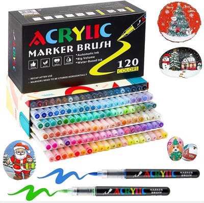 Acrylstiften 120 Stuks - 120 Kleuren - Acryl Markers 2-3 mm Medium Tip - Voor Happy Stones, Steen, Hout, Glas & Textiel