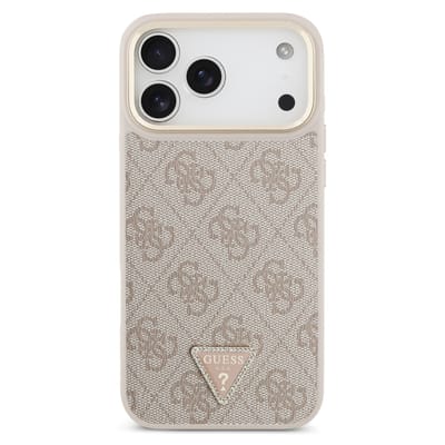 Guess Classic Triangle Logo Leather Backcover met MagSafe voor de Apple iPhone 17 Pro Max - Roze