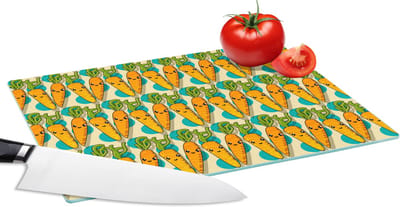 Glazen Snijplank - 28x20 - Patroon - Eten - Wortel - Snijplanken Glas