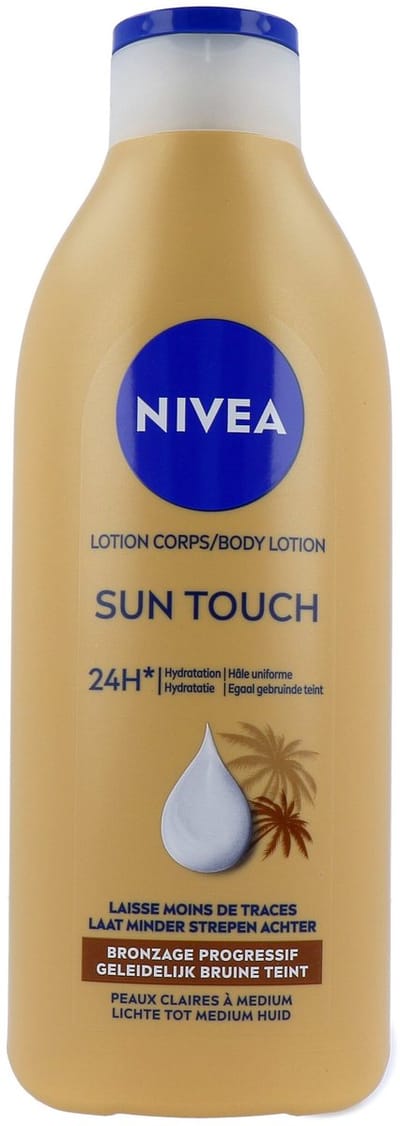 NIVEA Sun Touch Body Lotion - Egaal Gebruinde teint - Hydraterende Lotion - Ginkgo biloba en druivenpitolie - Bruinen zonder Zon - 400 ml