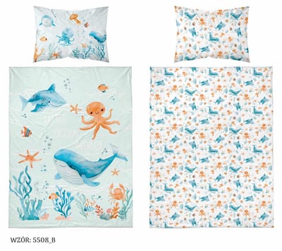 Under the Sea Dekbedovertrek 100x135 Katoen Duurzaam 2in1 Junior Peuter Ledikant Vis Onder de see