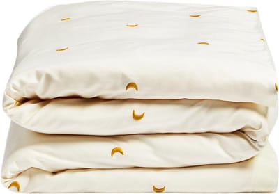 Yumeko kinderdekbedovertrek katoensatijn warm wit/ochre moon 100x135 - Bio, eco & fairtrade