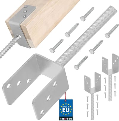KOTARBAU® 2 st Paalhouder Beton, Verzinkt Staal, 71 mm, Zilver, Paaldrager in Beton Storten, Betonanker voor Houten Palen, Paalhouder Schutting Beton