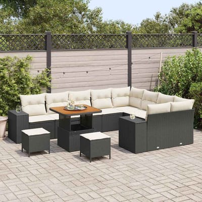 vidaXL - Tuinbank - Set - 12 - st - 9-Aantal - zitplaatsen - Zwart - en - Crème