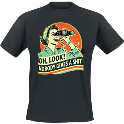 Todd Goldman - Fun T-shirt - Oh Look! Nobody Gives A Shit - M - voor Mannen - zwart